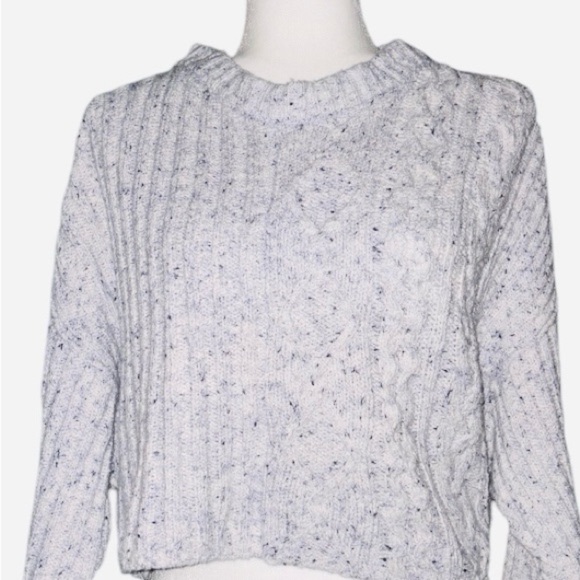 Free‎ People On Your Side Blue Multi Cable Knit Pullover Sweater Women’s Size XS - Picture 5 of 13